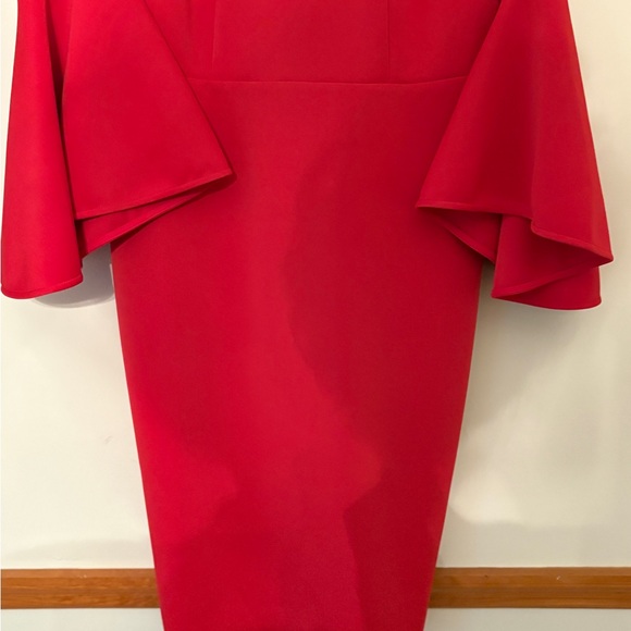 Eloquii Womens Red Bell Sleeve Round Neck Back Zip Bodycon Dress - Picture 6 of 11